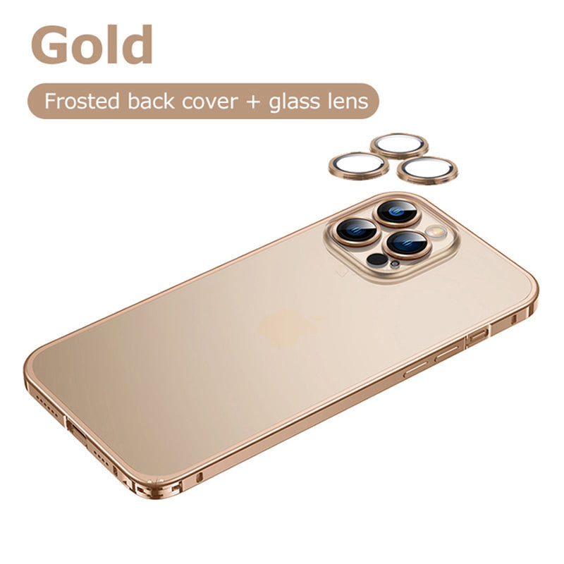 iPhone 14 Series Metal Lock Bumper Case with Lens Ring Protection