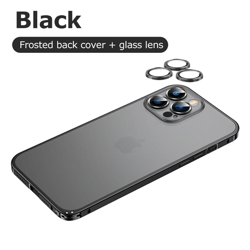 iPhone 14 Series Metal Lock Bumper Case with Lens Ring Protection