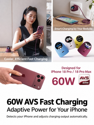 TORRAS 60W Smart Display Charger for iPhone 18 Pro and Pro Max - AVS fast charging
