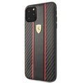 Ferrari Leather Carbon Fiber Hard Case for iPhone 11 Series