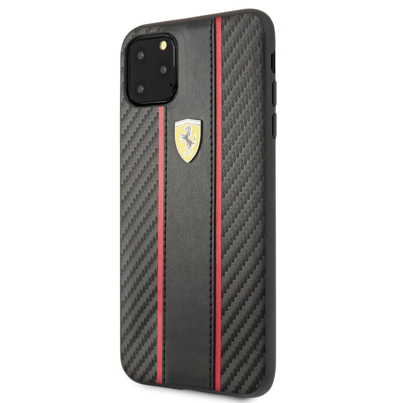Ferrari Leather Carbon Fiber Hard Case for iPhone 11 Series