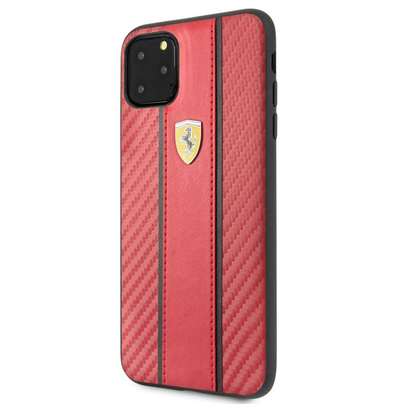 Ferrari Leather Carbon Fiber Hard Case for iPhone 11 Series