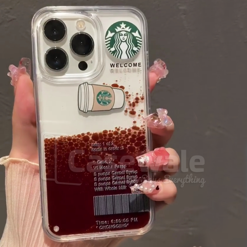 iPhone 13 Series Float Starbucks Shiny Flow Liquid Coffee Case